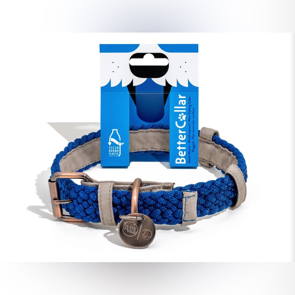 NWT BetterCollar 100% Fairtrade Recycled Ocean Bound Plastic Dog Collar Blue